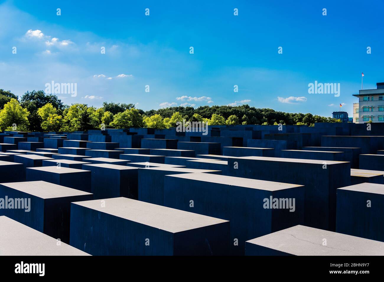 Berlin, Germany - Holocaust memorial in berlin.  people visit the monument in memory of the extermination of Jews during the Second World war Stock Photo