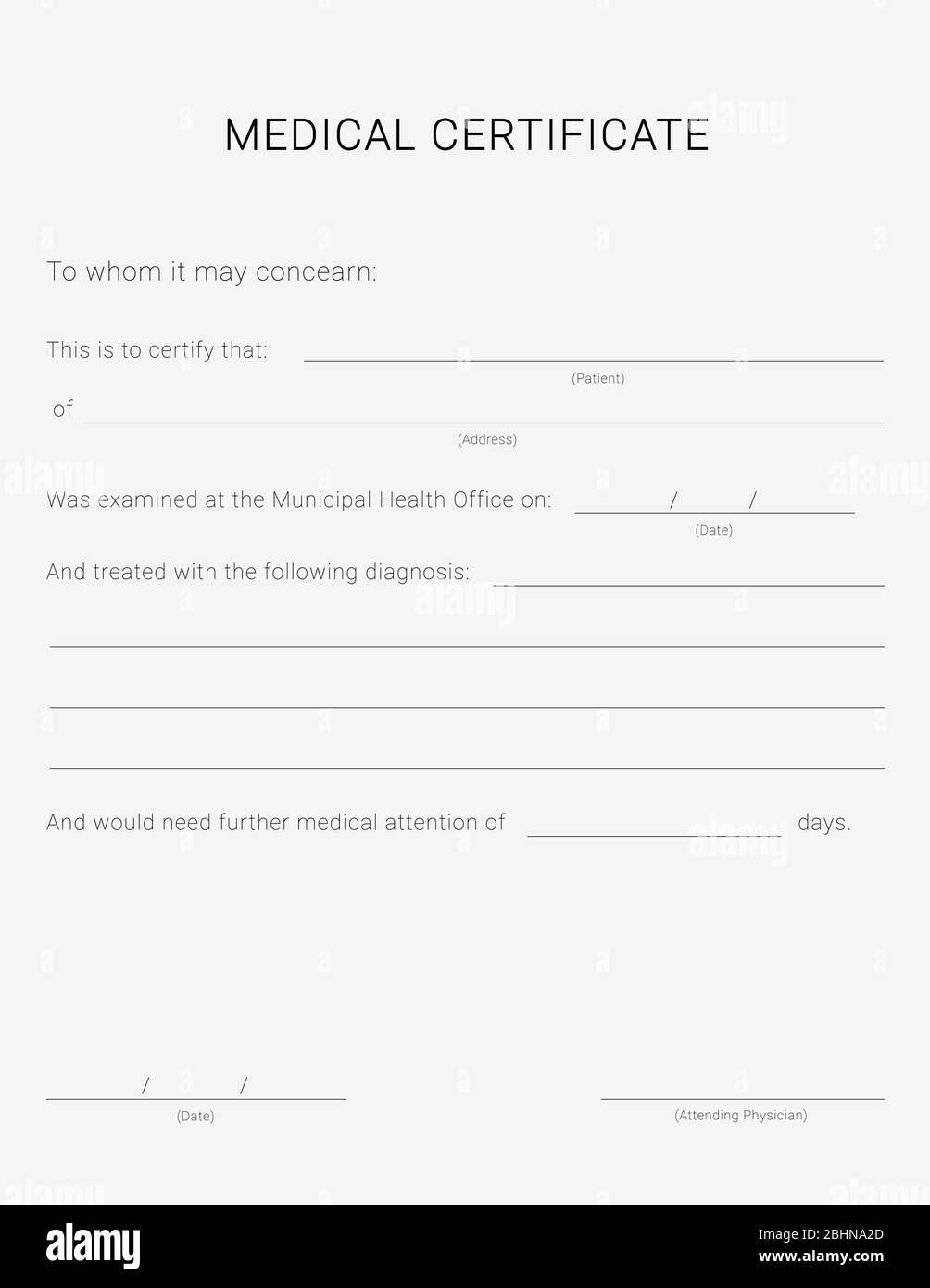 Medical certificate form. Sick leave pad template. Stock Vector