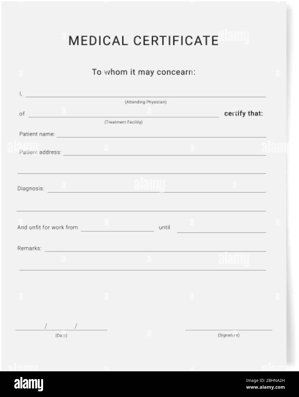 Medical Certificate Black and White Stock Photos & Images - Alamy With Regard To Free Fake Medical Certificate Template