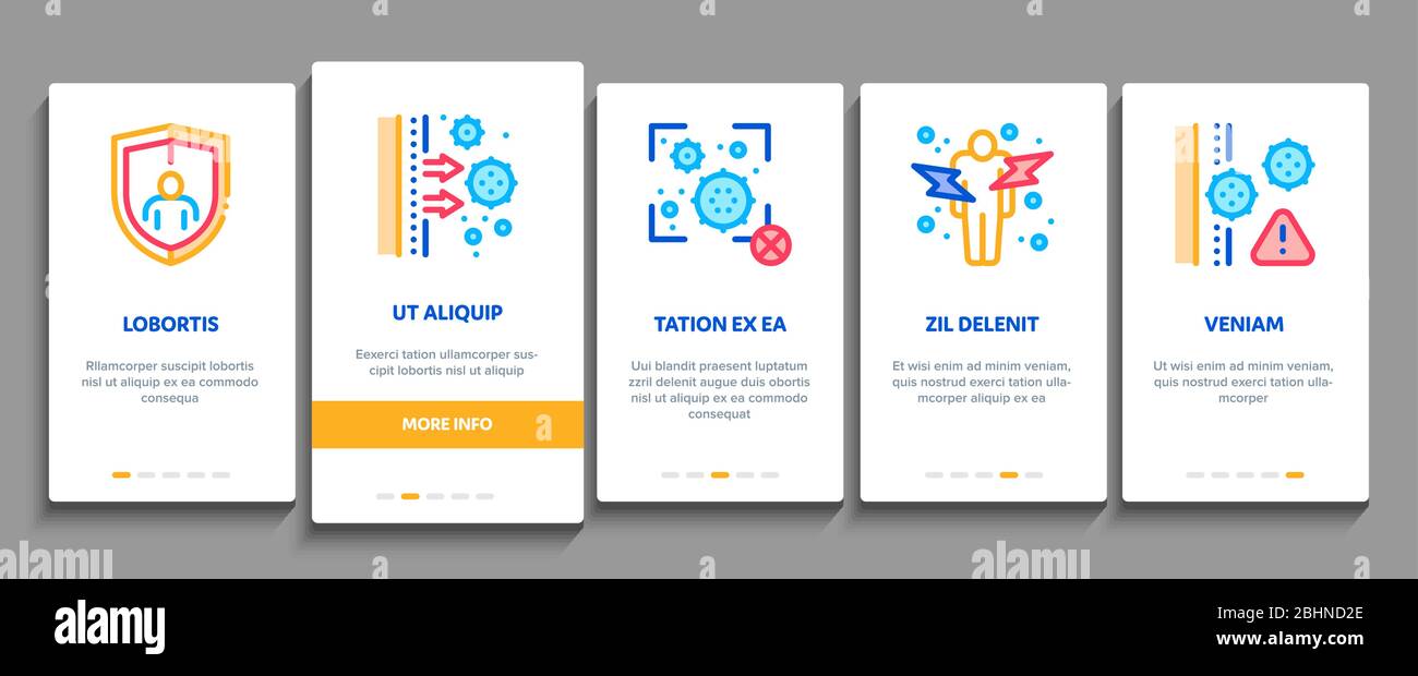 Immunity Onboarding Elements Icons Set Vector Stock Vector
