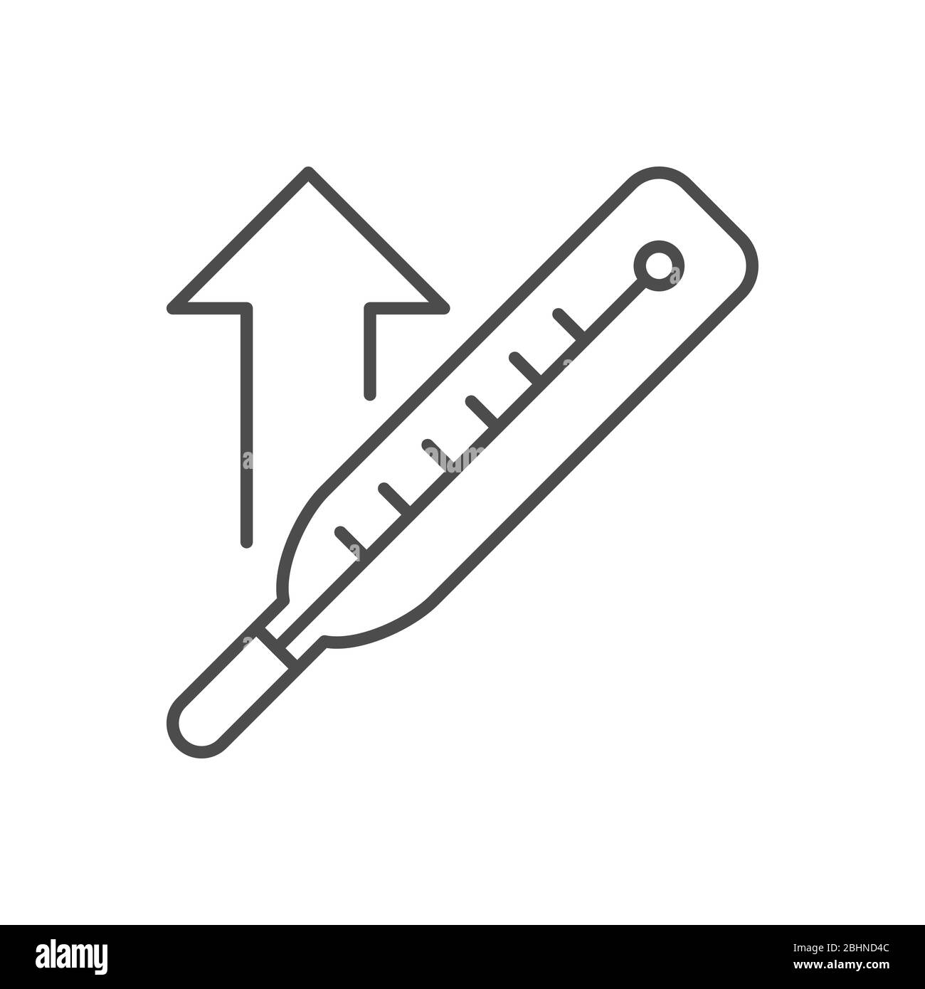 Thermometer with a high temperature related vector thin line icon Stock ...