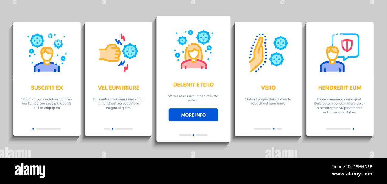 Immunity Onboarding Elements Icons Set Vector Stock Vector
