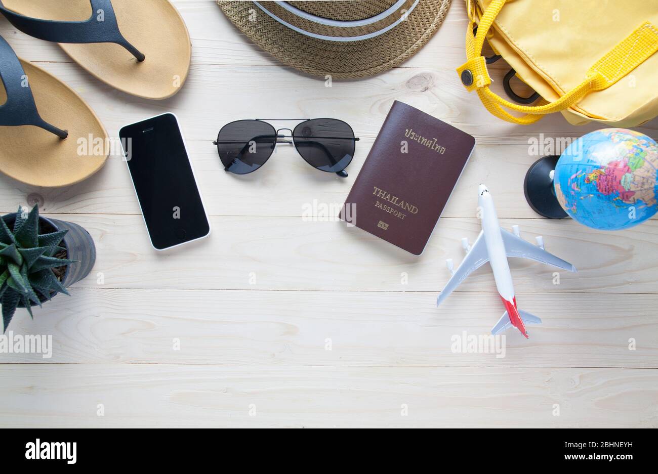 Travel accessories costumes passports luggage for the trip Stock Photo ...