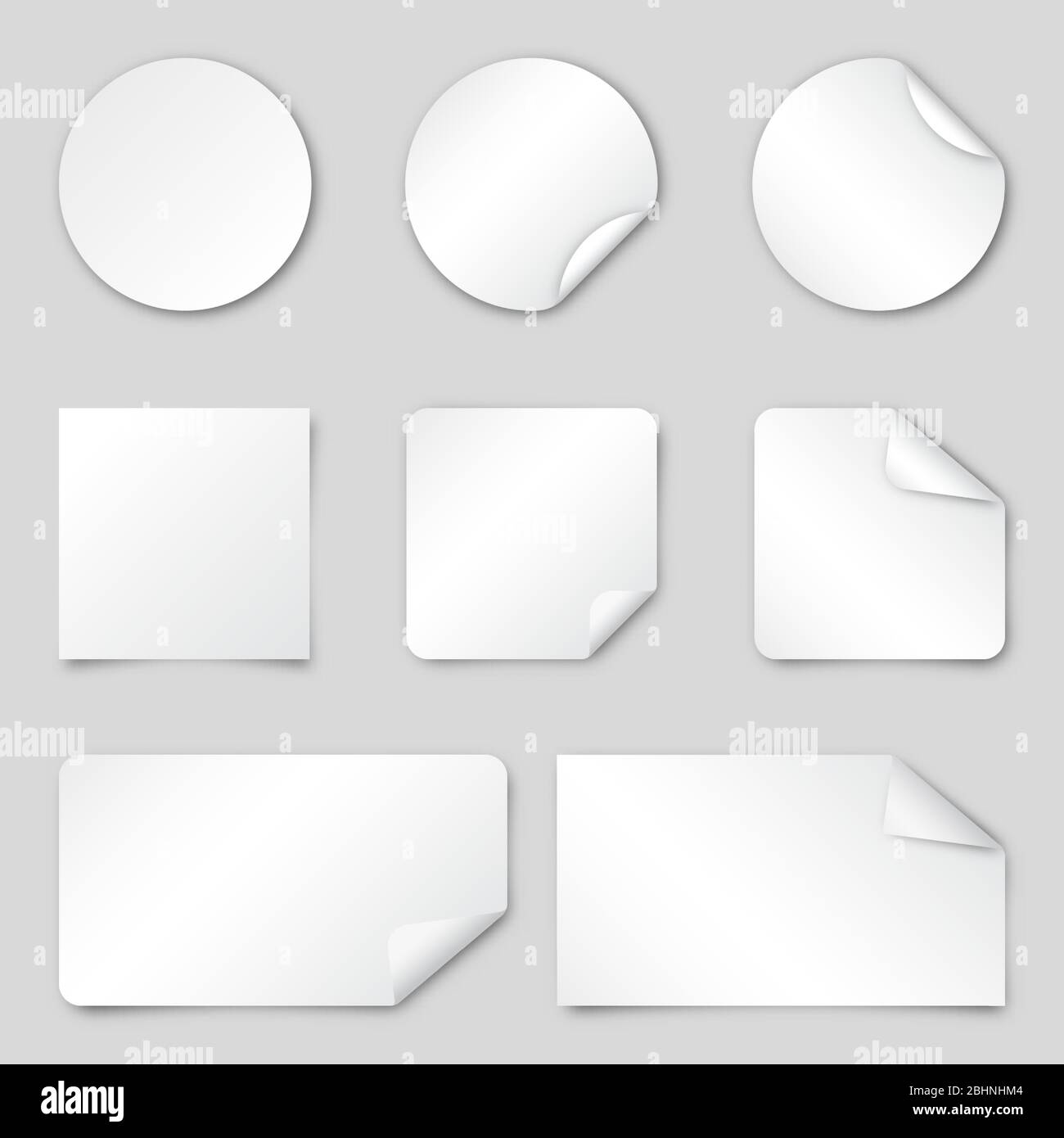 Set of white paper stickers. Vector illustration. Blank paper banners ...