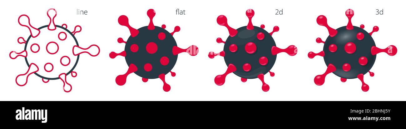 Coronavirus molecule cell vector. Set icons Stock Vector