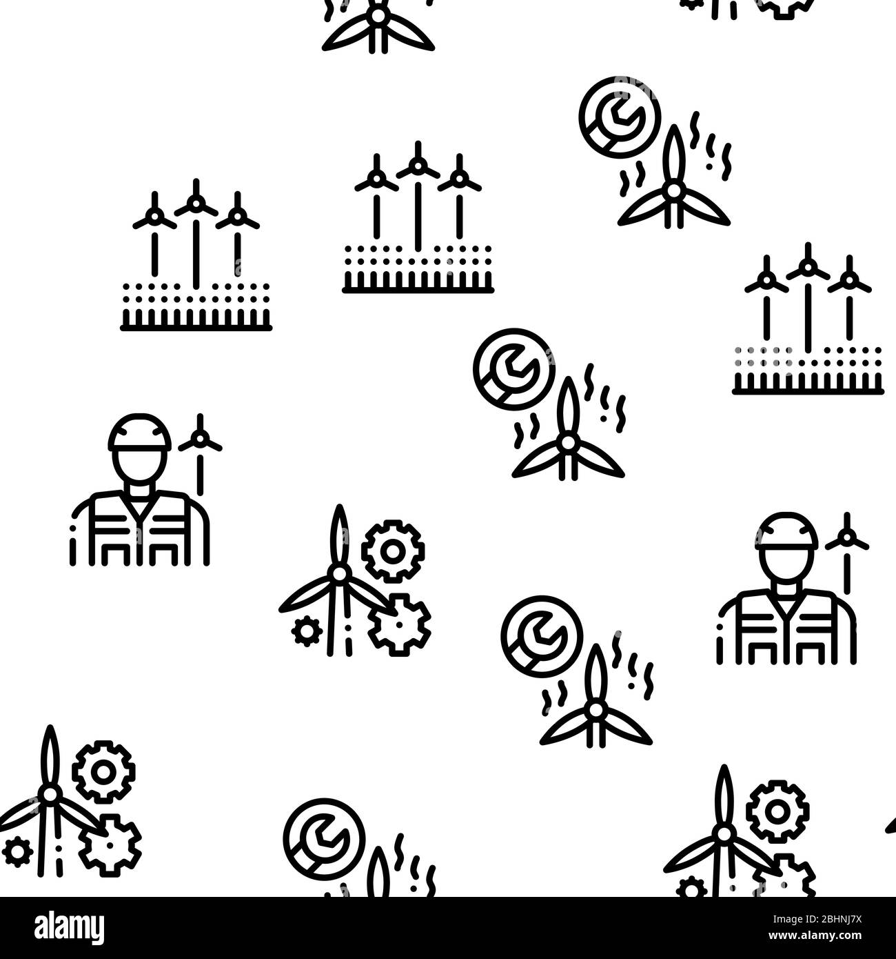 Wind Energy Technicians Seamless Pattern Vector Stock Vector