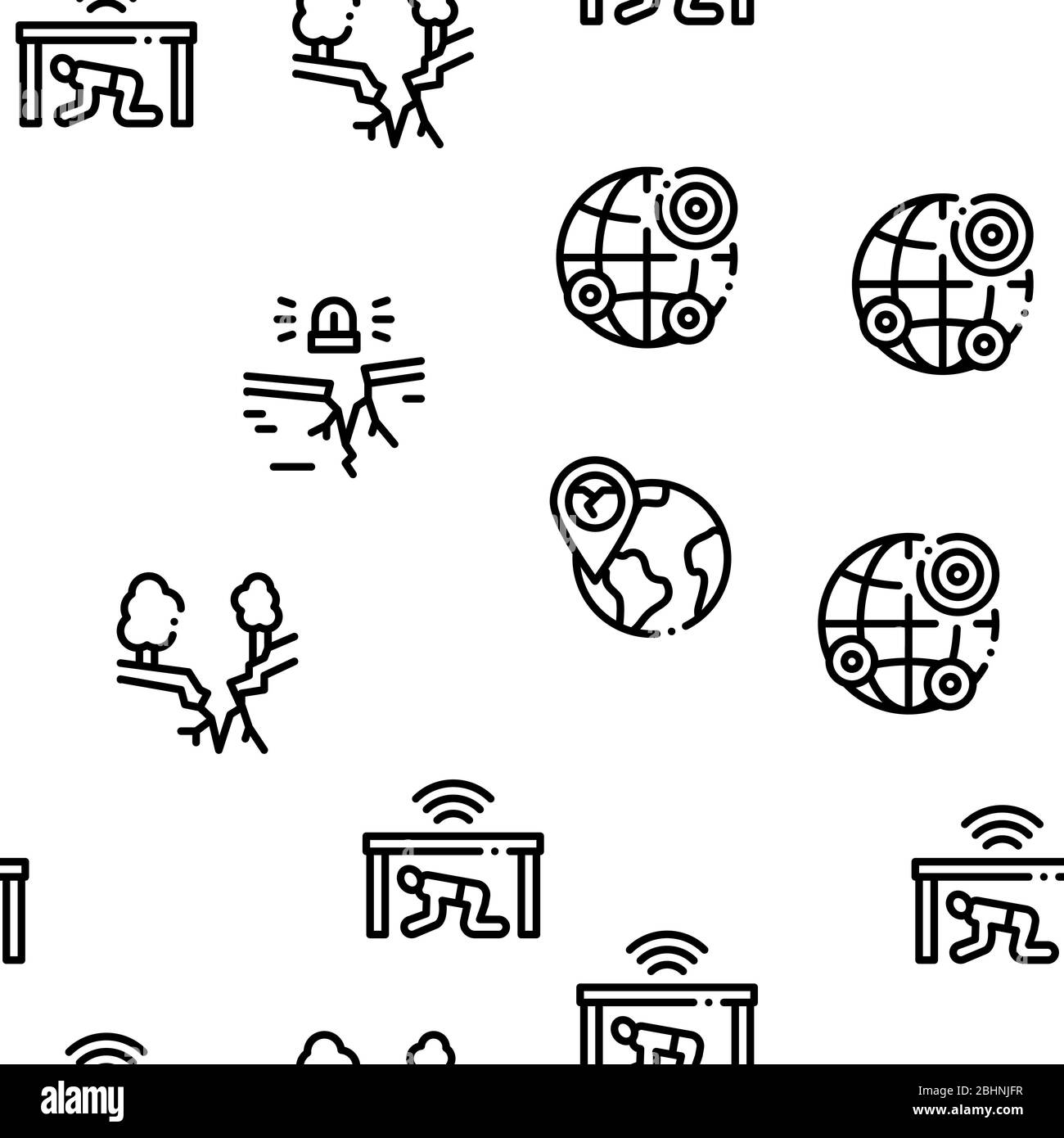 Earthquake Disaster Seamless Pattern Vector Stock Vector