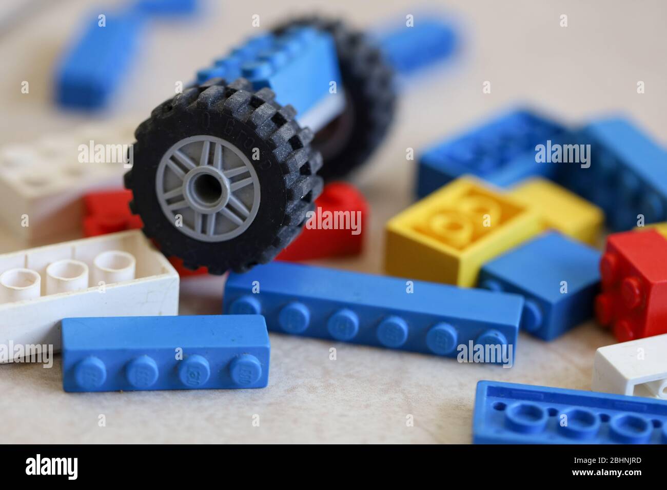 legos scattered on the floor Stock Photo