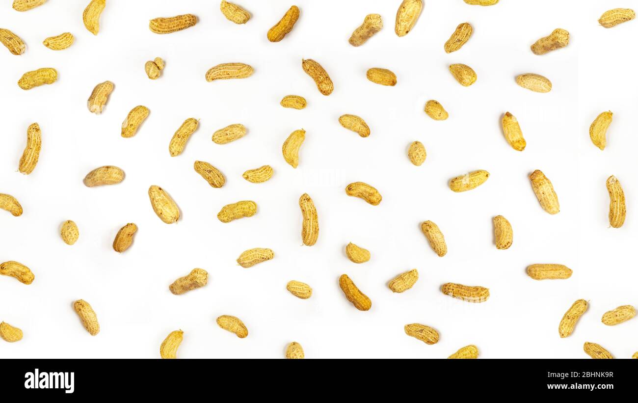 Close up boiled peanuts isolated white background Stock Photo