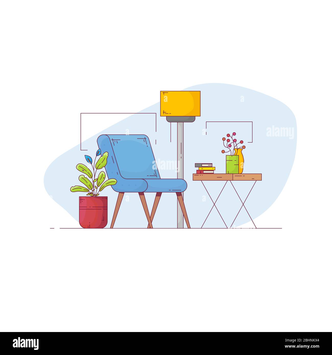 Minimalist interior line style Stock Vector