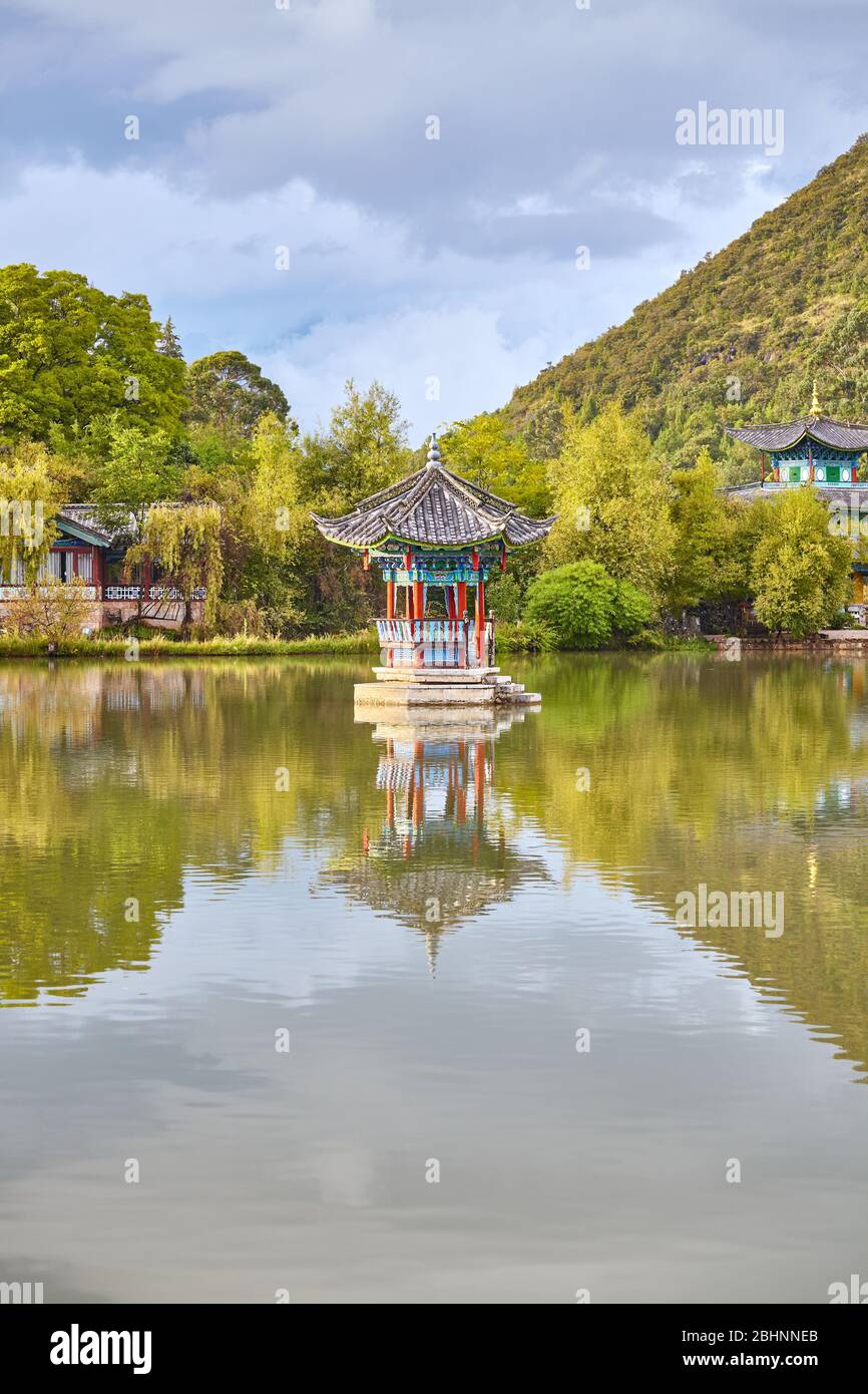 Black Dragon Pool in Jade Spring Park, Lijiang, China. Stock Photo