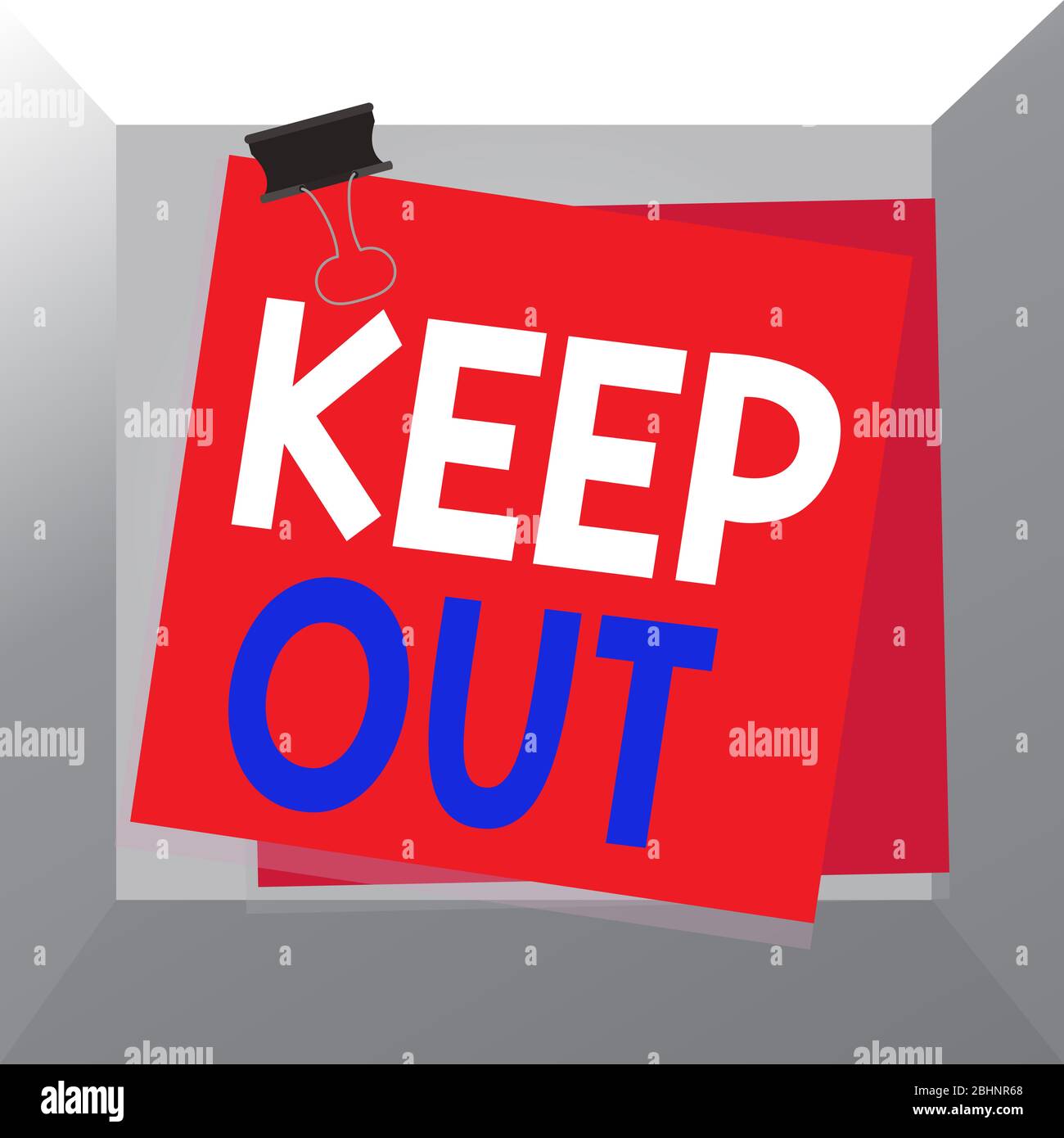 Conceptual hand writing showing Keep Out. Concept meaning to stop someone  or something from going into a place Danger sign Paper stuck binder clip  col Stock Photo - Alamy, image size:1300x1390