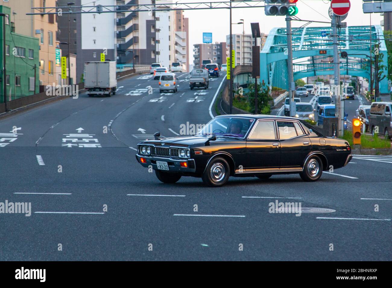 Tokyo, Japan; a Nissan Gloria A330 Sedan in Adachi City - National Rte 4 Stock Photo