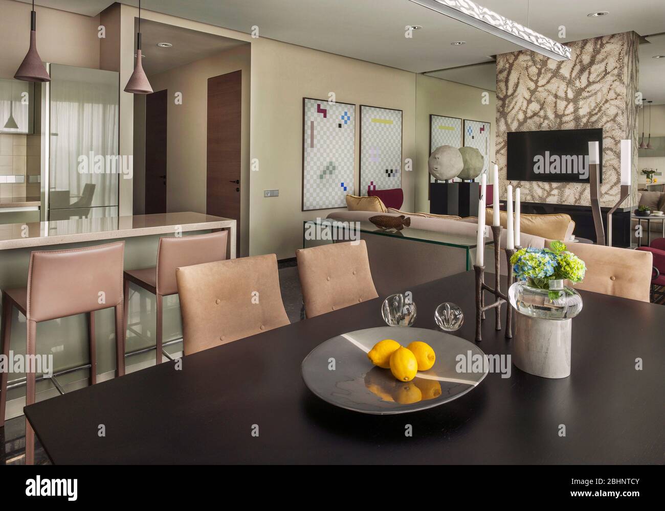 Luxury home interior; apartment interior design in Moscow Stock Photo