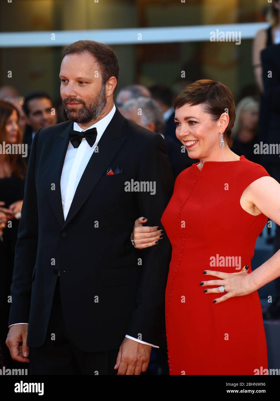 VENICE, ITALY - SEPTEMBER 08: Olivia Colman and Yorgos Lanthimos walk the red carpet ahead of the Award Ceremony during the 75th Venice Film Festival Stock Photo