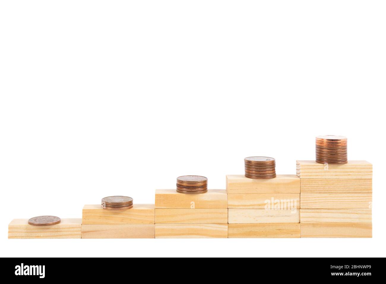 Economic climbing ladder with coins. Business, finance, investment and savings concept Stock Photo