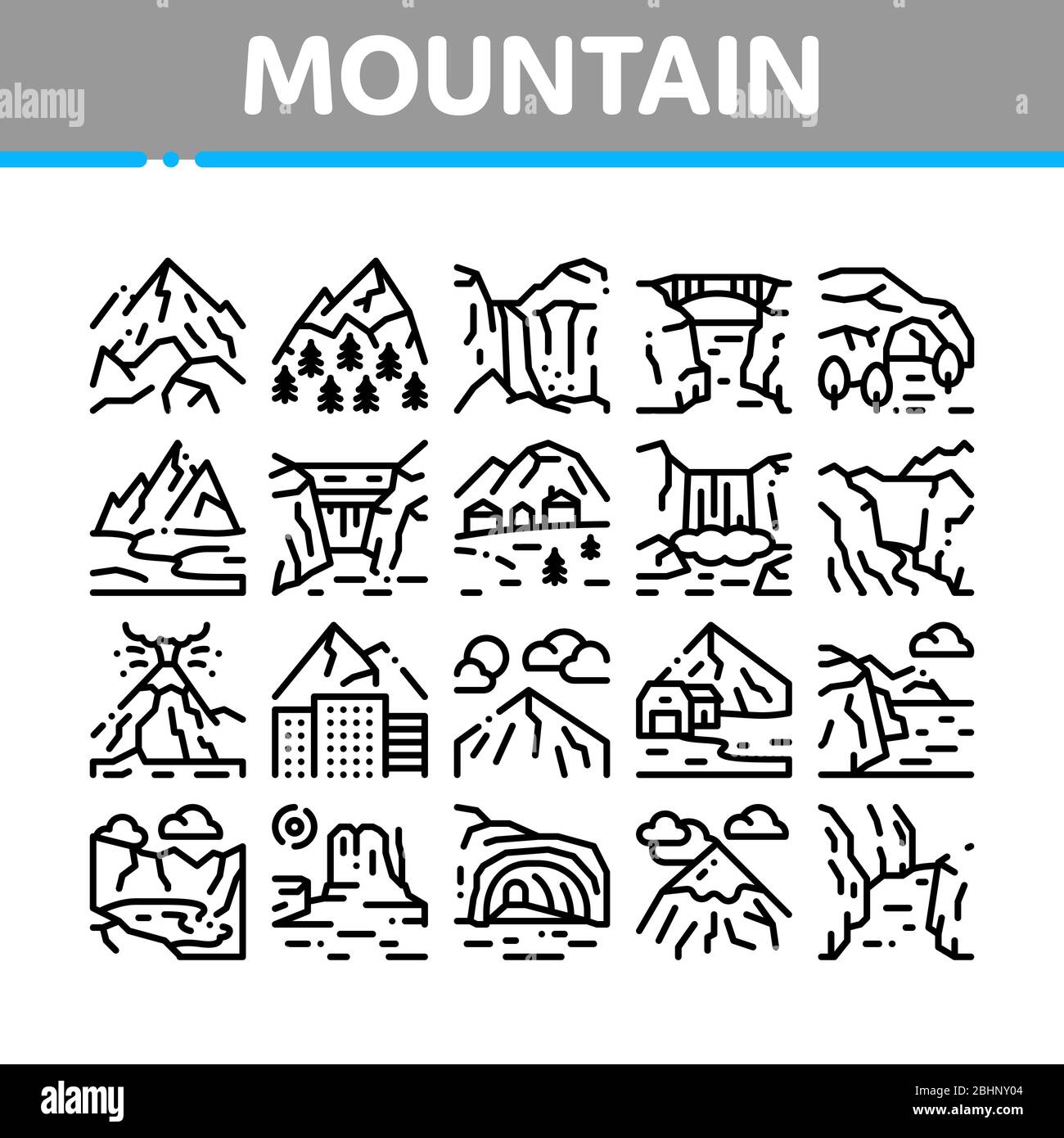 Mountain Landscape Collection Icons Set Vector Stock Vector Image & Art ...