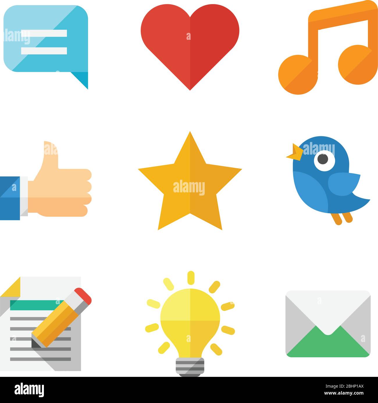 Vector flat style communicative and social icons Stock Vector Image ...