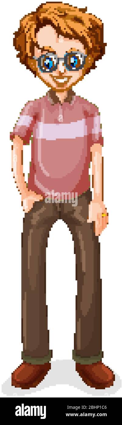 Happy man standing on white background illustration Stock Vector Image ...