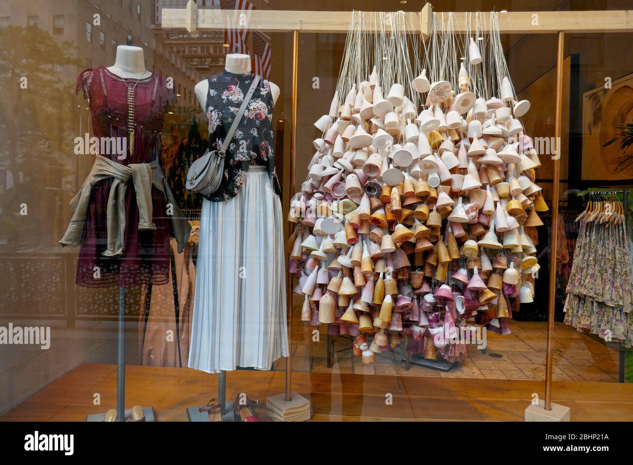 display window at the Free People store, an American bohemian style  clothing brand, in Rockefeller Center or Centre in Manhattan Stock Photo -  Alamy