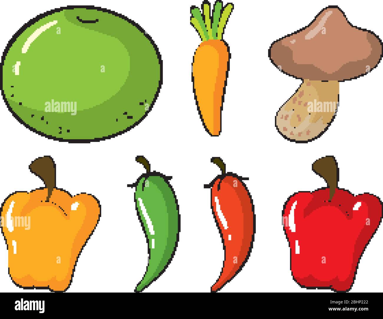 Large set of fruits and vegetables on white background illustration ...