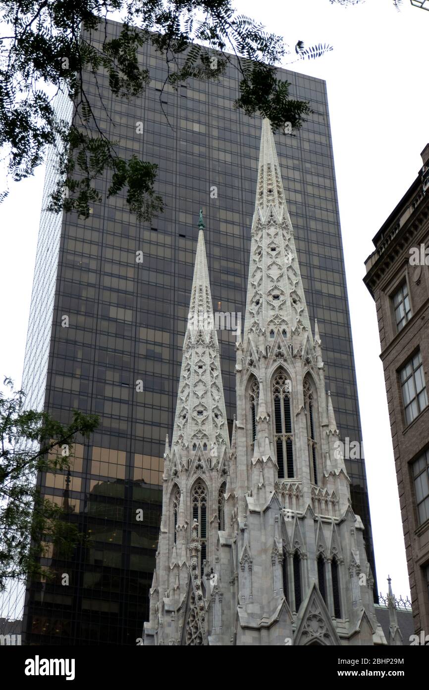 The spires of St. Patrick's Cathedral Manhattan, NYC, USA Stock Photo