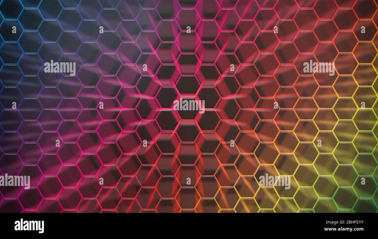 Spectrum colorfull hexagonal texture. Abstract background for design. Stock Photo