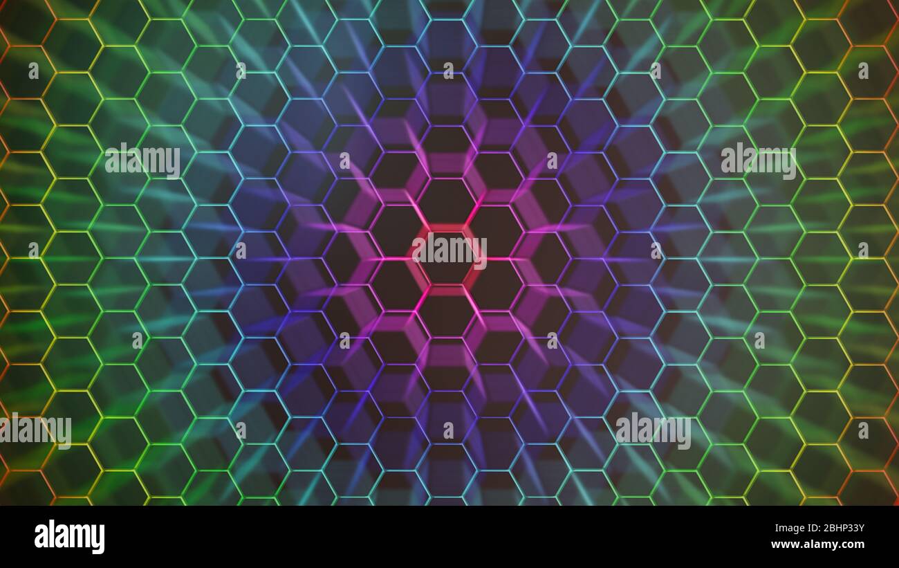 Spectrum colorfull hexagonal texture. Abstract background for design. Stock Photo