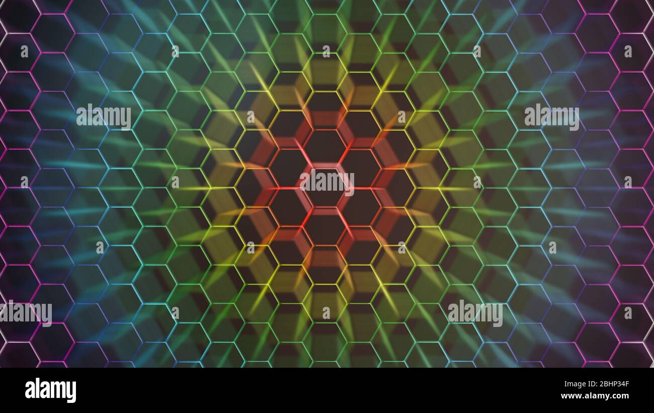 Spectrum colorfull hexagonal texture. Abstract background for design. Stock Photo