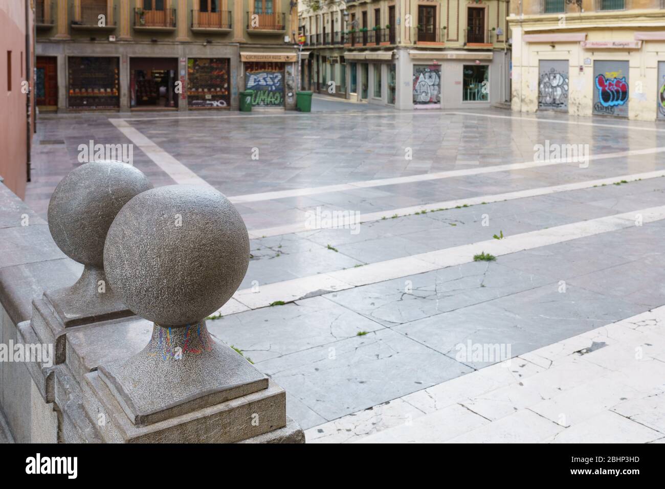 GRANADA, SPAIN, 23RD APRIL, 2020 View of the Pasiegas Square empty of people Stock Photo