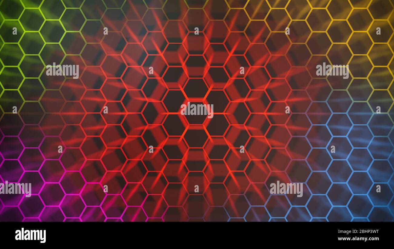 Spectrum colorfull hexagonal texture. Abstract background for design. Stock Photo