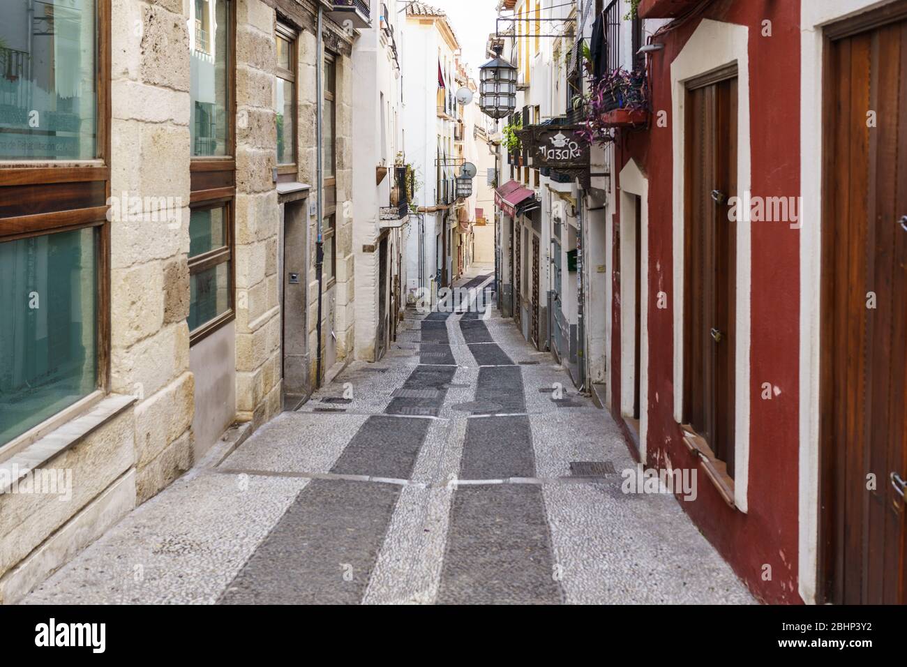 GRANADA, SPAIN, 23RD APRIL, 2020 View of the Caldereria street empty of people Stock Photo
