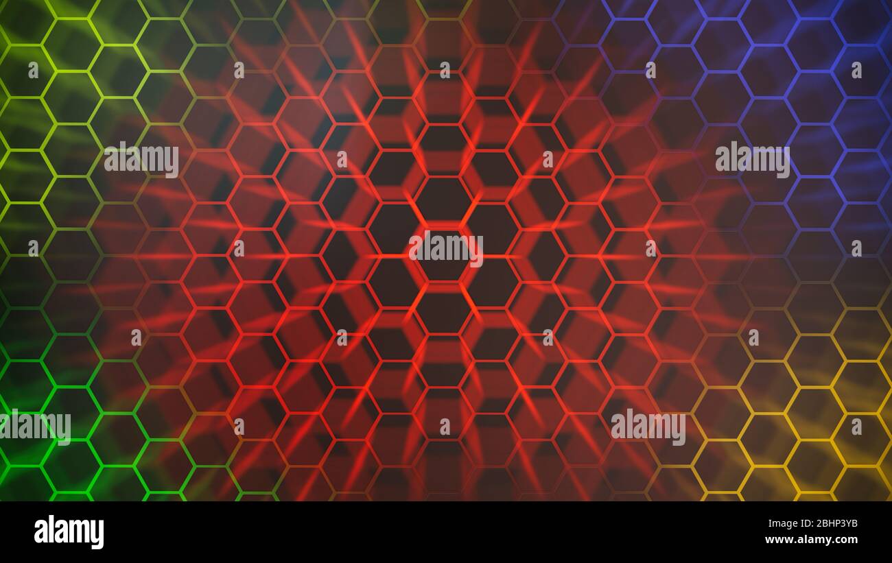 Spectrum colorfull hexagonal texture. Abstract background for design. Stock Photo