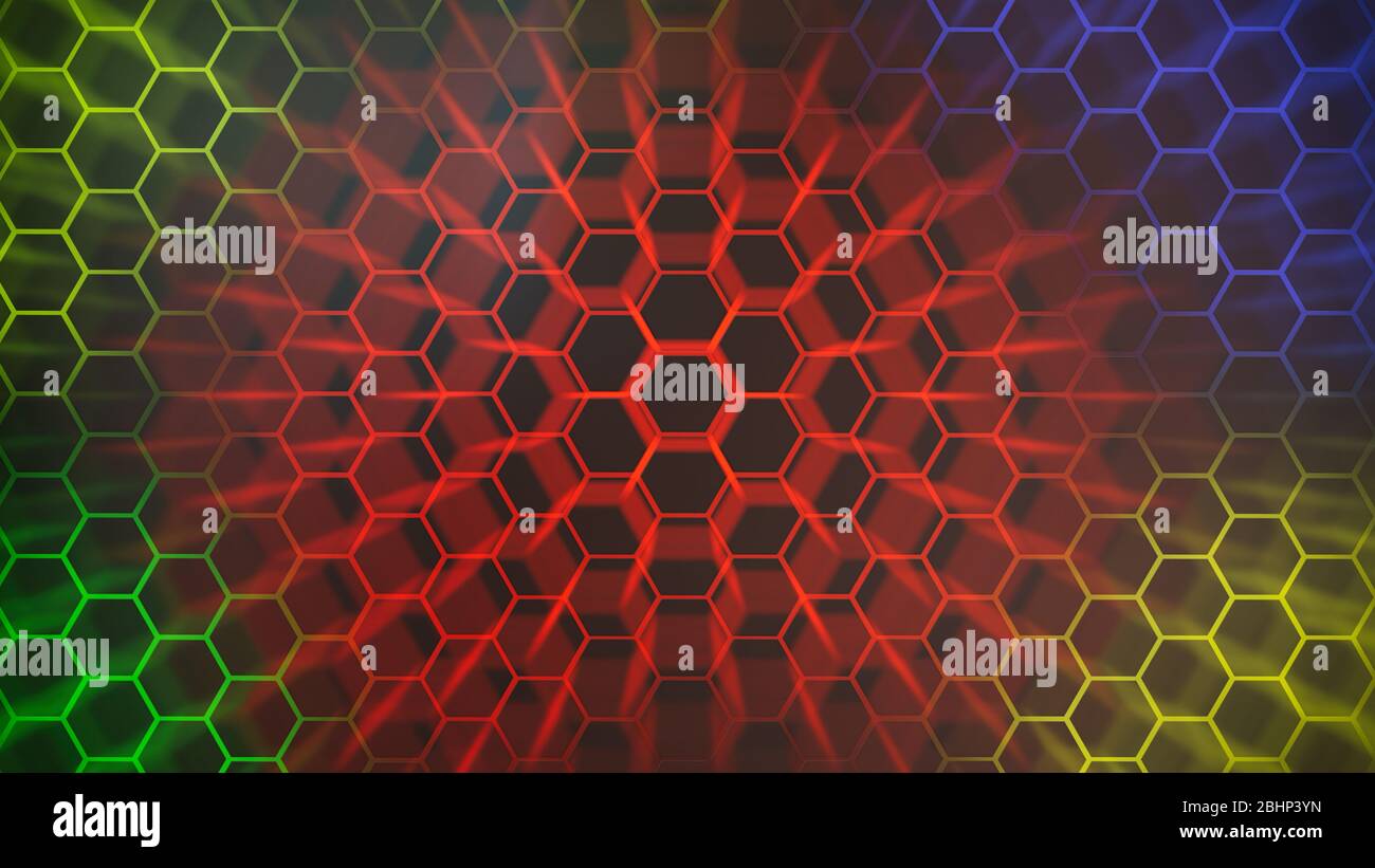 Spectrum colorfull hexagonal texture. Abstract background for design. Stock Photo