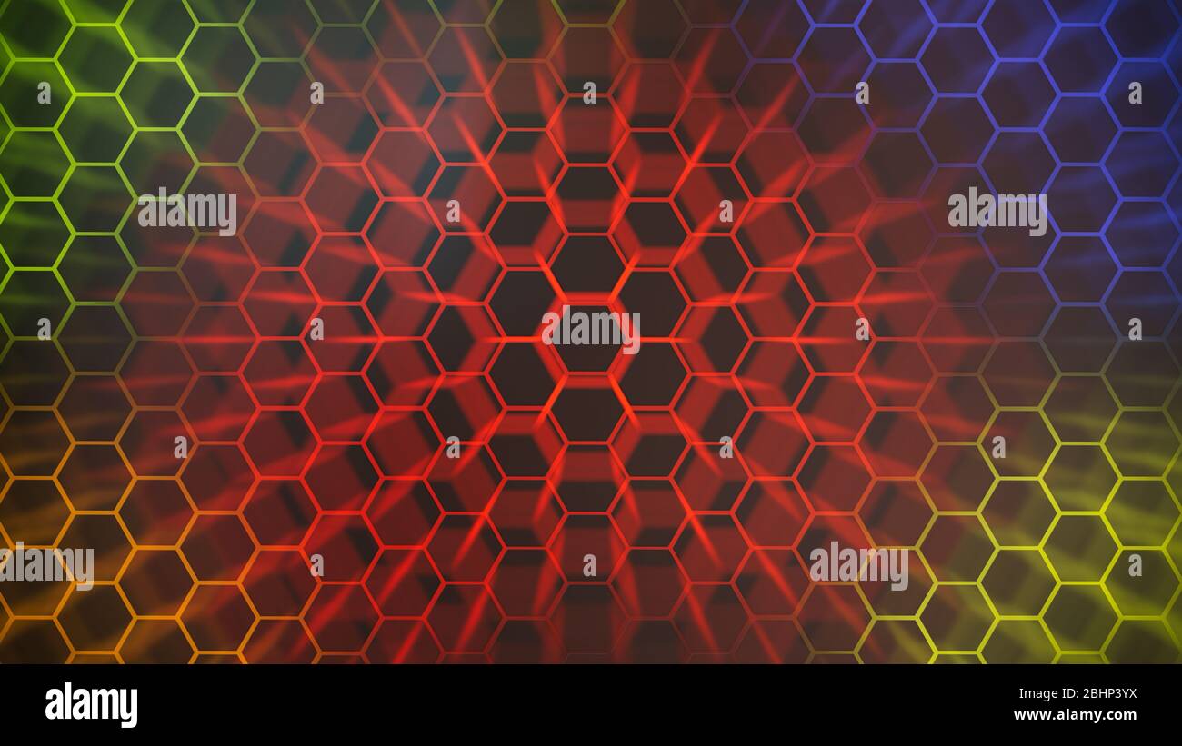 Spectrum colorfull hexagonal texture. Abstract background for design. Stock Photo