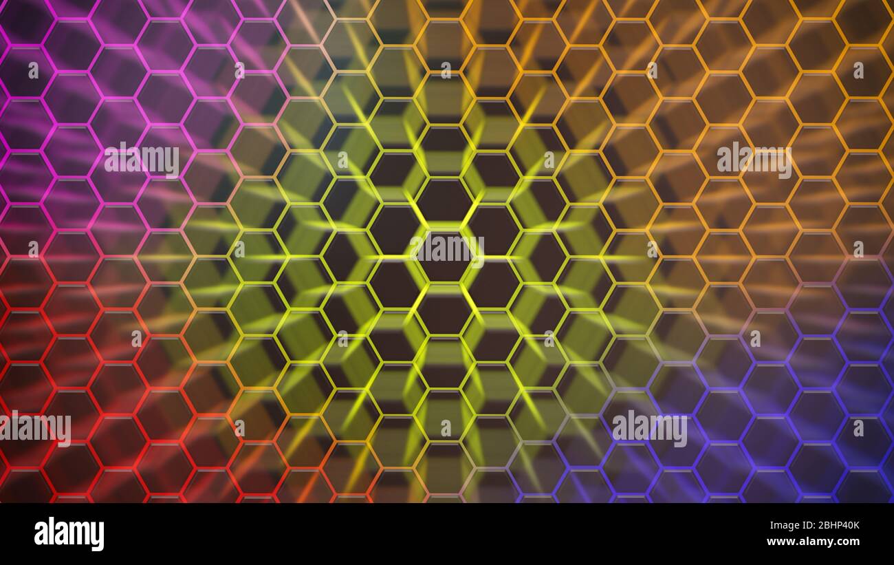 Spectrum colorfull hexagonal texture. Abstract background for design. Stock Photo