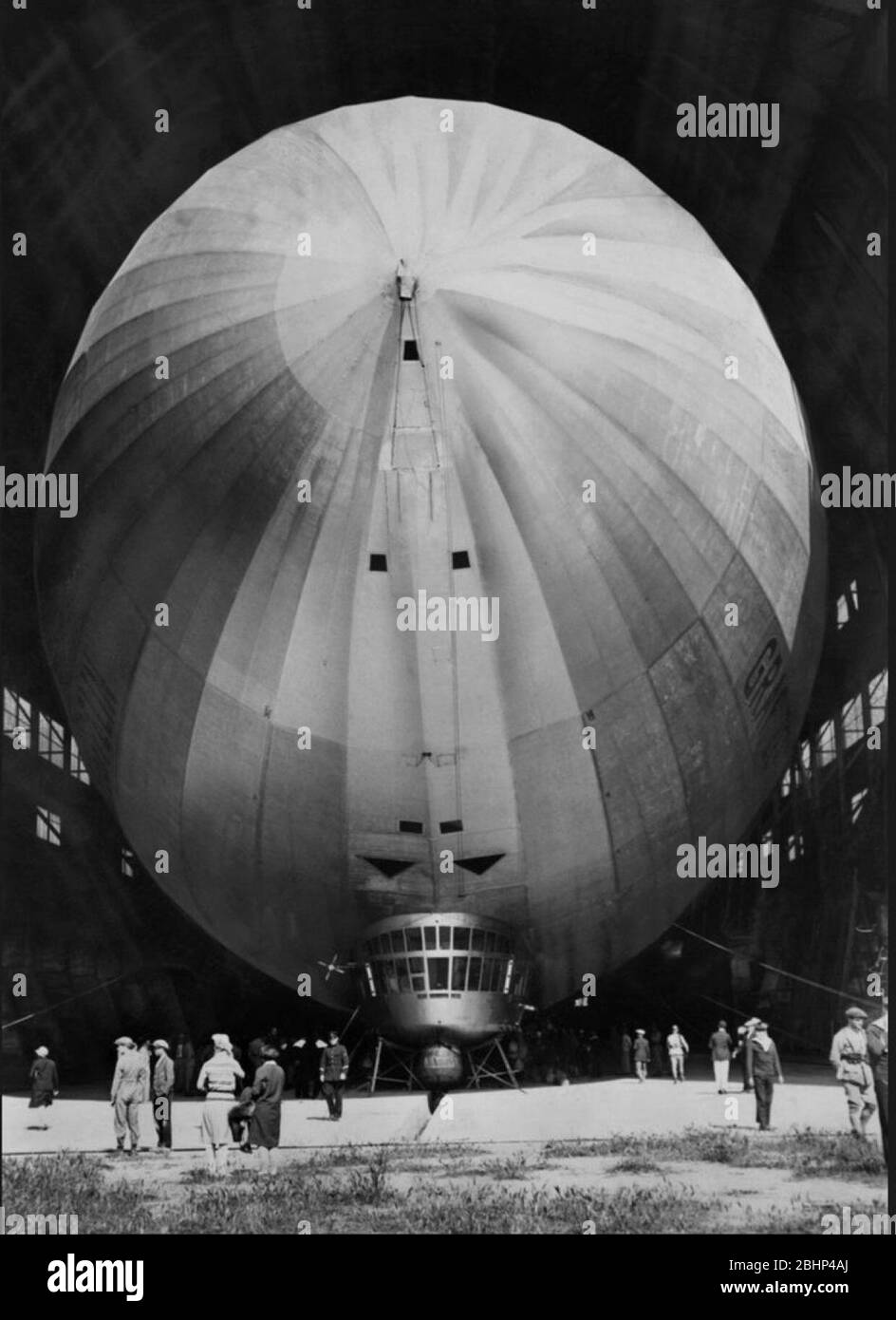 The German Zeppelin airship - the Hindenburg in flight. 1930s photograph Stock Photo