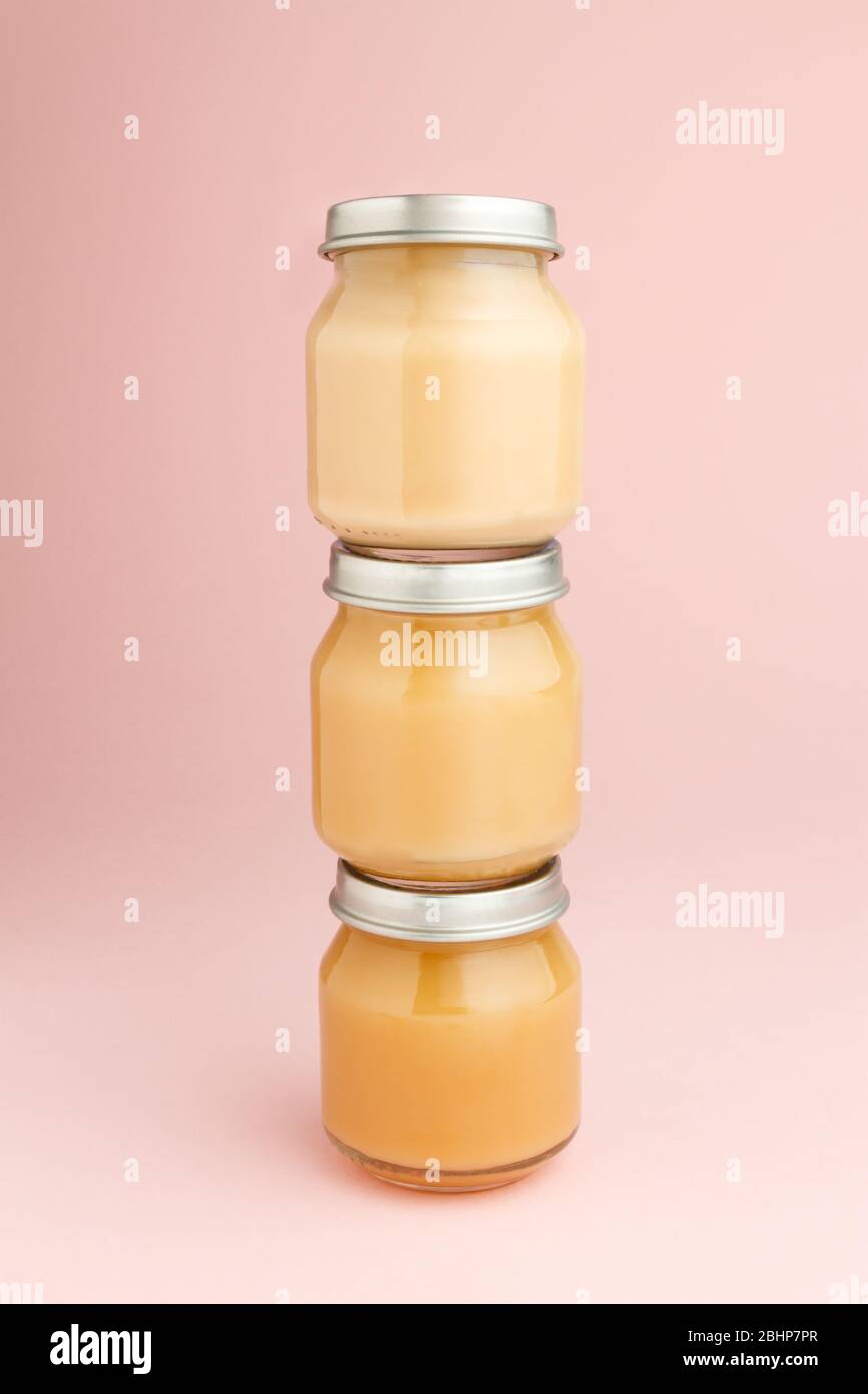 Glass jars of baby food Stock Photo Alamy