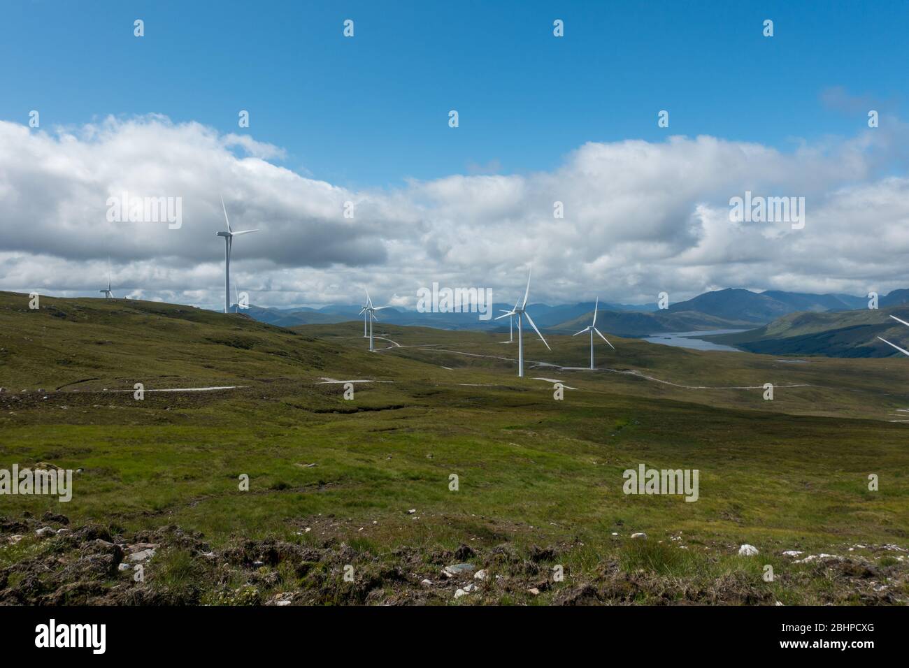 The Millennium Wind Farm on Meall Dubh, a Corbett in  Glen Moriston, Scottish Highlands, Scotland, UK. Stock Photo