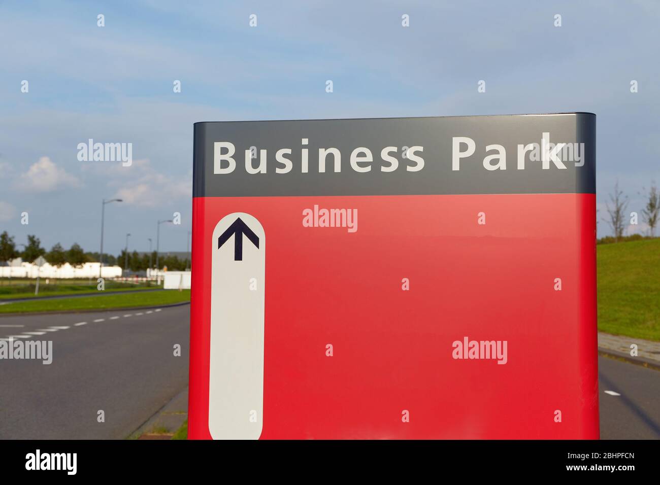 Business park signboard with blank space Stock Photo Alamy