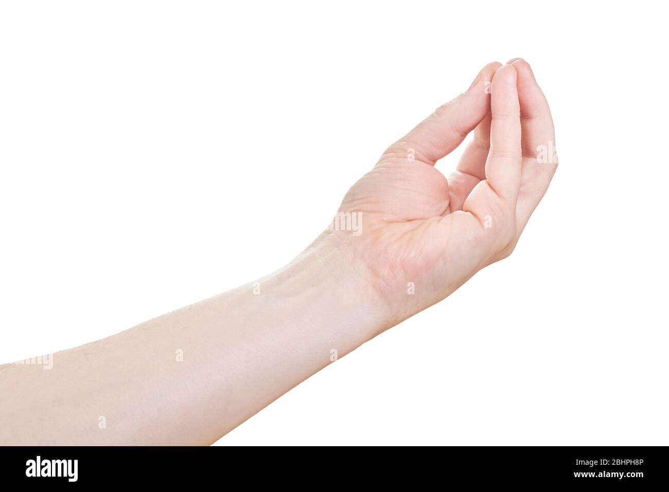 Hand to hold something, isolated on white Close up Stock Photo Alamy