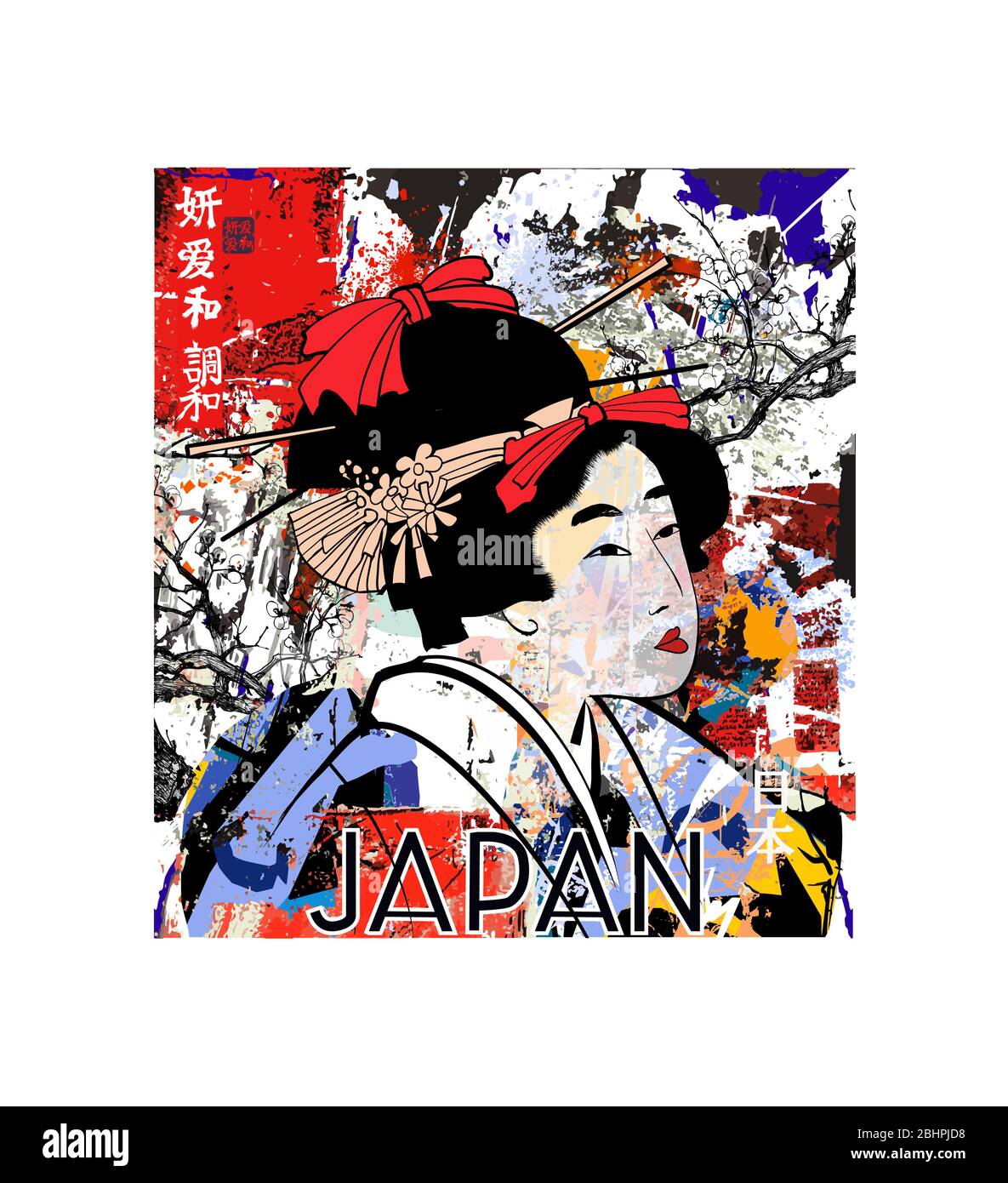 Japanese geisha in traditional kimono - vector illustration – Japanese ...
