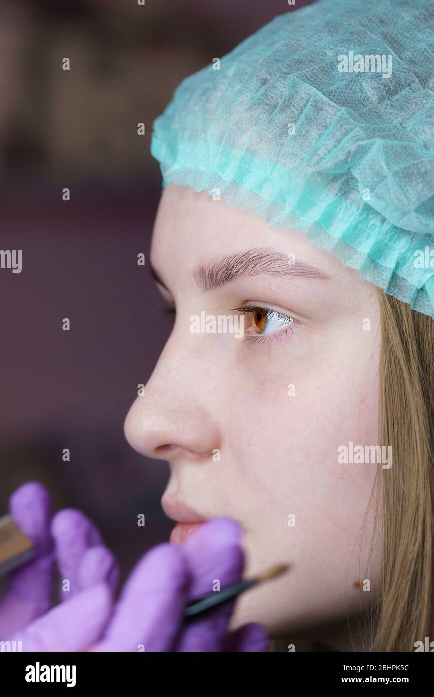 Persistent eyebrow tinting. Master uses special henna. Beautician