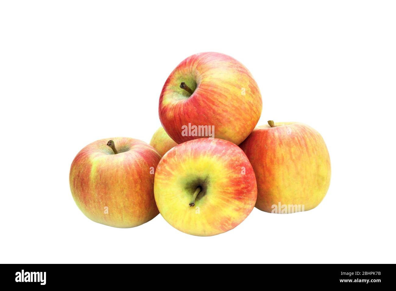 image fruit red-yellow apples on a white background Stock Photo