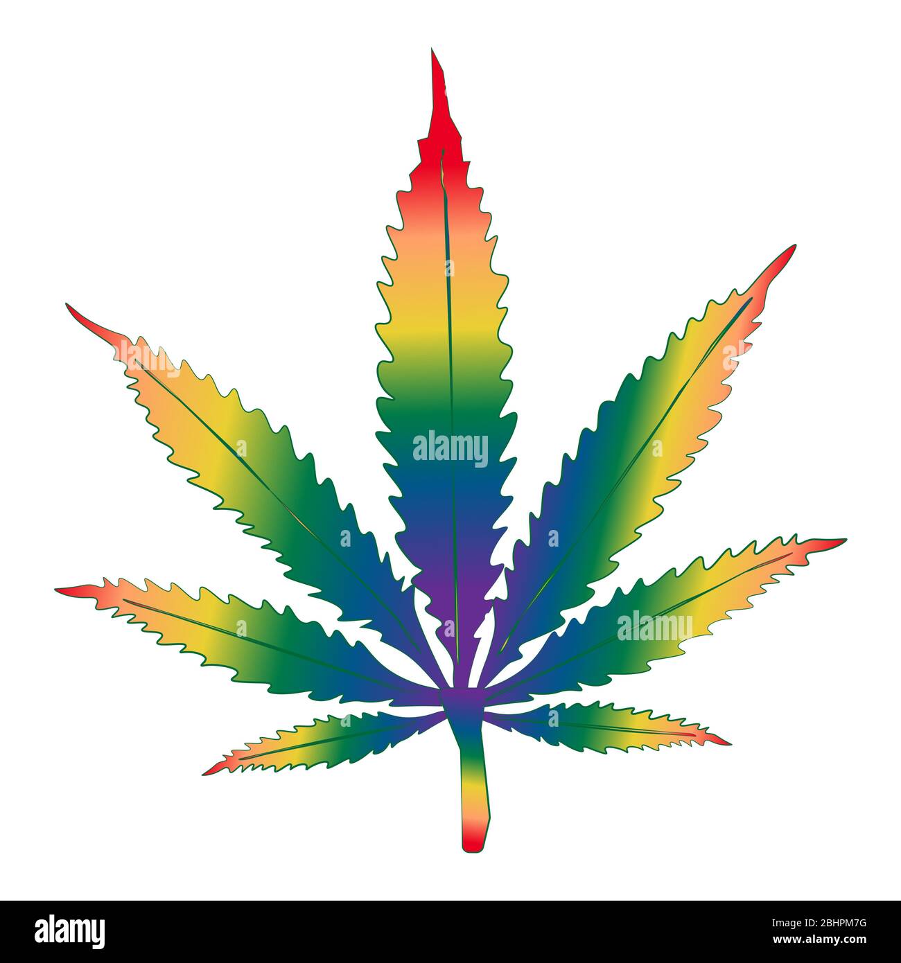 cannabis leaf painted with rainbow colors on a white background. LGBT Symbols Stock Vector