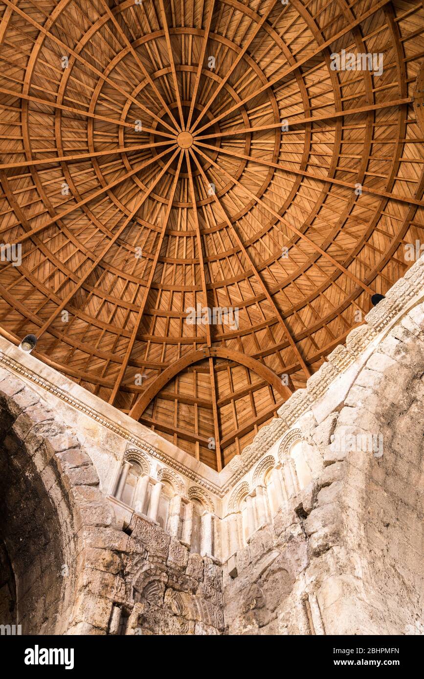 Wooden Ceiling in Amman, Jordan, portrait format Stock Photo