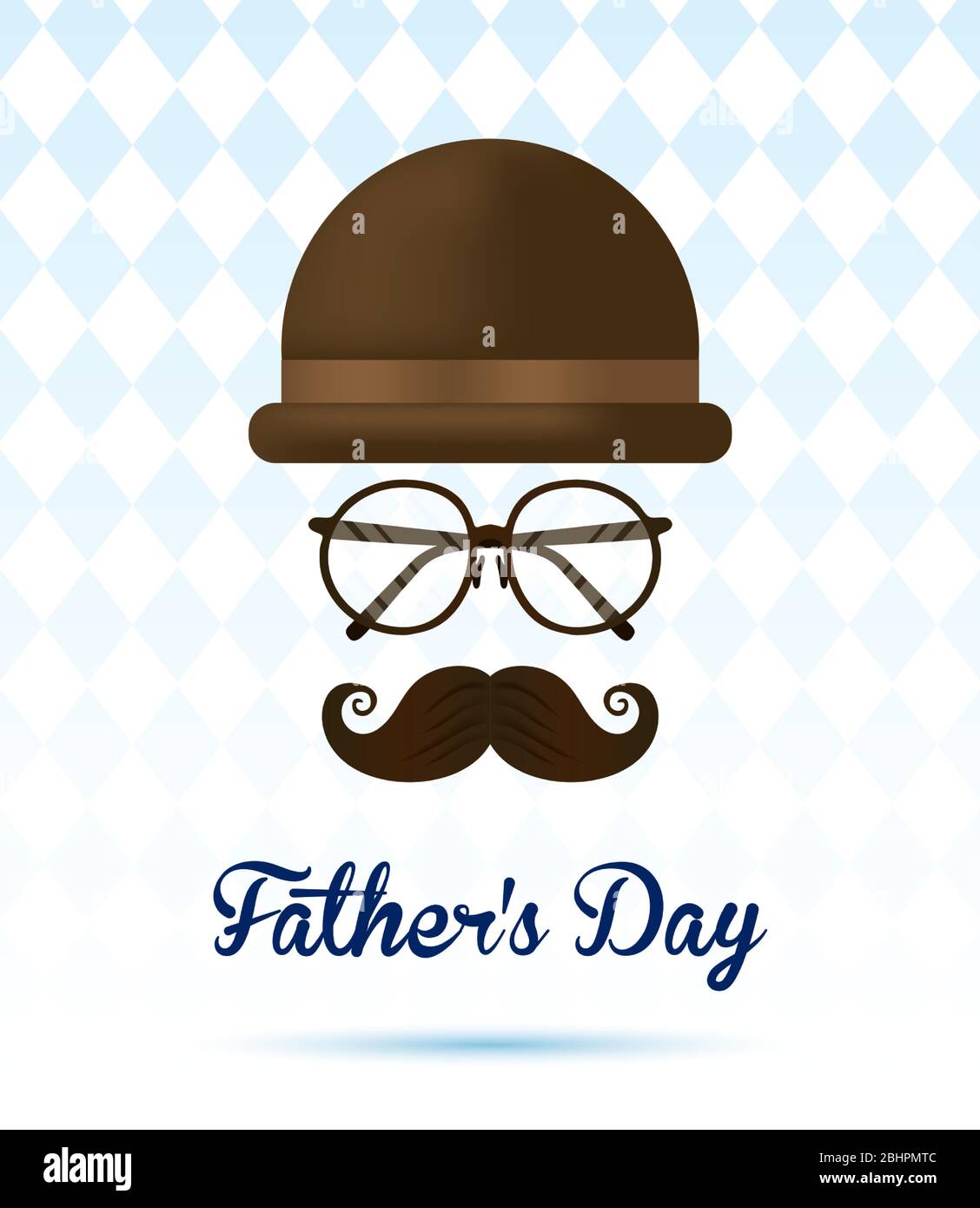 happy fathers day card with tophat and mustache Stock Vector Image ...