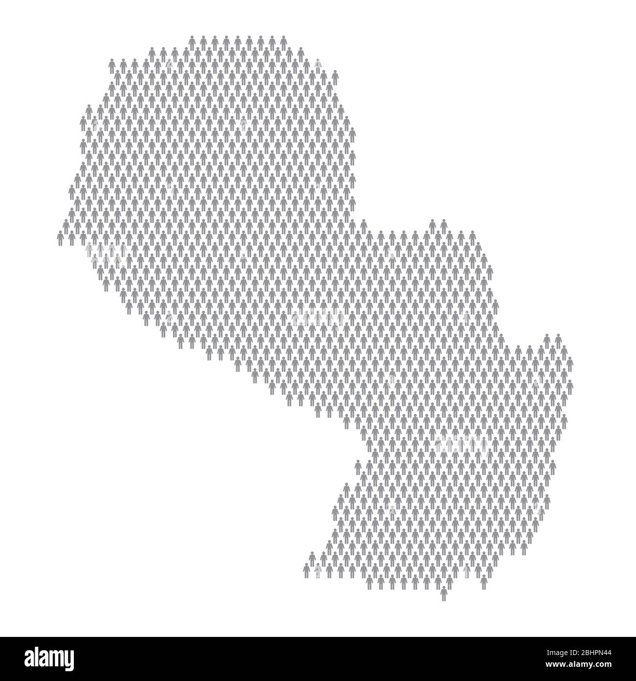 Paraguay population infographic. Map made from stick figure people Stock Vector