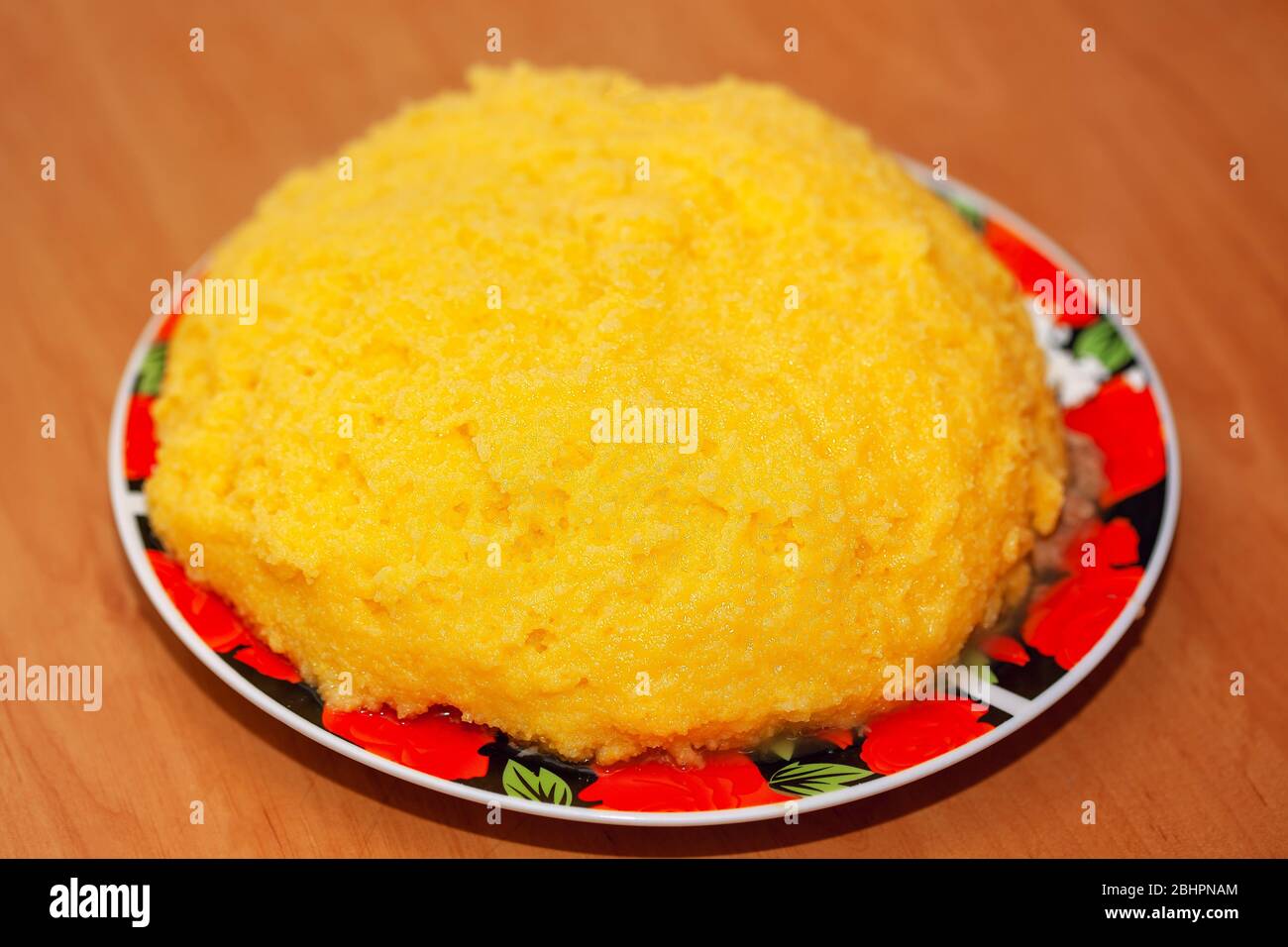 polenta traditional corn food in the plate Stock Photo