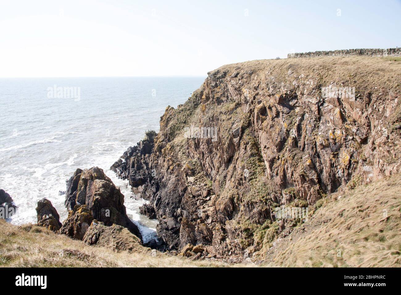 The rugged rocky coastline at Borness Point near  Ringdoo Bay and Borness Bay Borgue near Kirkcudbright Dumfries and Galloway South West Scotland Stock Photo